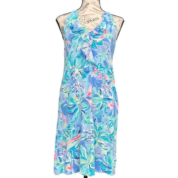 Lilly Pulitzer Shay Dress in Bennet Blue Celestial Seas in Size XS - Picture 2 of 10